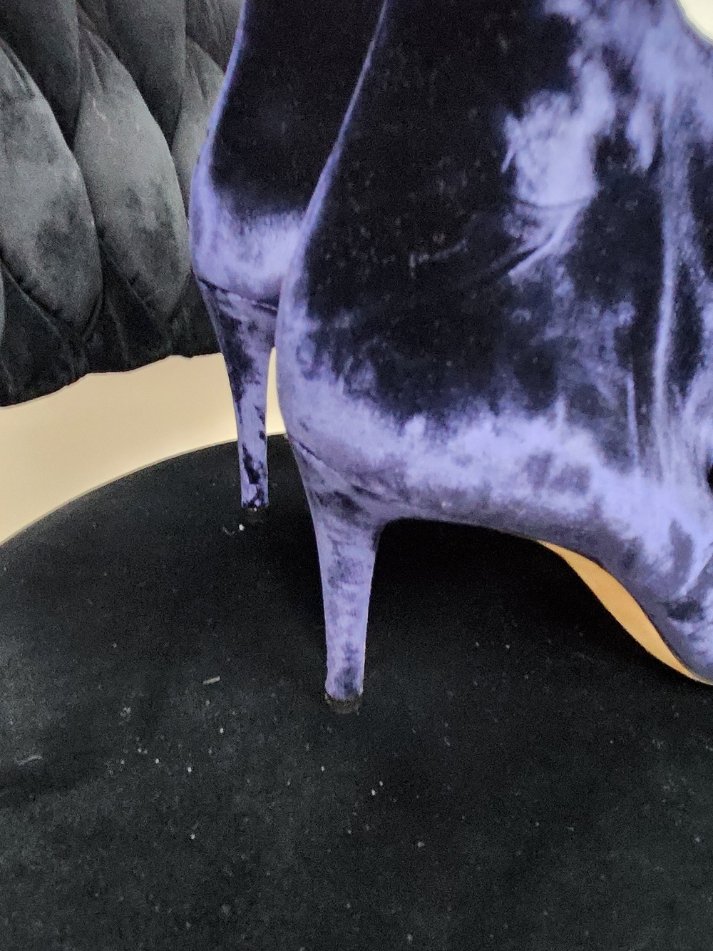 Jimmy Choo Mavy Velvet Lace Up Peep Toe Booties Navy Blue Ankle Boots - Picture 5 of 8